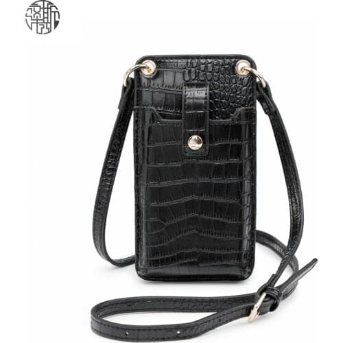 Zenos MIni Shoulder Bags For Mobile Phone Credit Card Holder Crocodile Pattern Fashion Wallet Purse Bags For Women