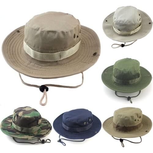 Men Women Bucket Hats Outdoor Jungle Camouflage Bonnie Hat Cotton Wide Brim Summer Sun Hats Fishing Camping Fisherman Cap #N