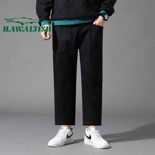Mens trousers, mens drape cropped trousers, Korean version of the trend of slim casual pants, mens loose straight trousers