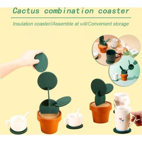DIY Cactus Coaster Set Nonslip Pad Creatives Artificial Insulation Pad For Home Decoration xqmg Figurines Miniatures Decoration