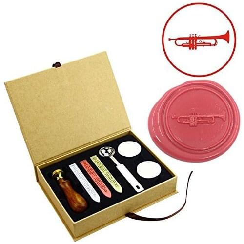 Music Instrument Trumpt Vintage Brass Wax Seal Stamps Kit Wooden Handle Gifts ideas
