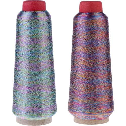 2 Pieces Colorful Sparkle Metallic Machine Embroidery Thread DIY Sewing Craft 3280 Yards
