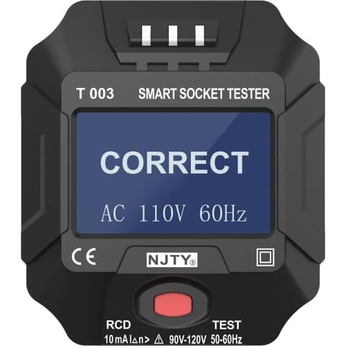 NJTY Socket Tester Socket Outlet Tester Smart Digital Display LCD Socket Tester Circuit Polarity Detector Wall Breaker Finder
