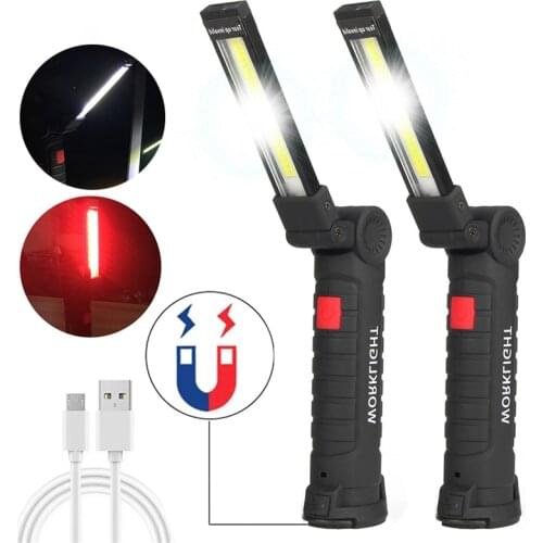 New Folding Flashlight USB Rechargeable Working Lamps Magnetic Portable Night Light LED Camping Strong Lights Emergency Lighting