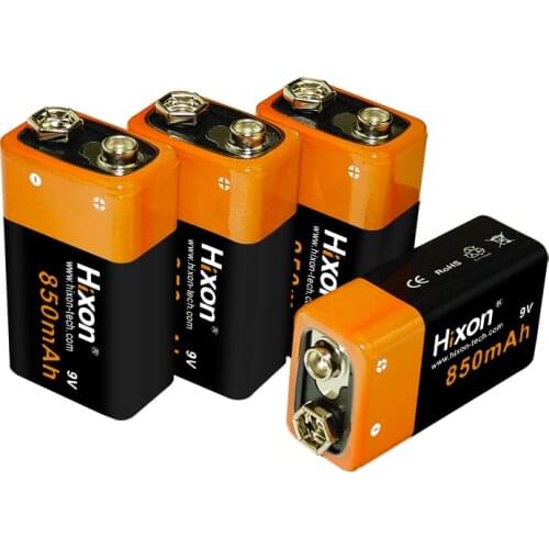 9V 850mAh Rechargeable Li-ion Battery and charger for Smoke Detector Alarm System,interphone,kids toys,fire alarms【pack of four