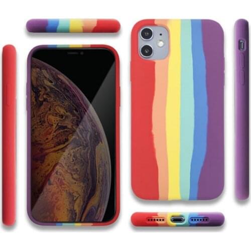 Rainbow Cartoon Soft Liquid Silicone Case Compatible with iPhone 12 Pro Max XS X XR SE 11 Pro Max 6 6S 7 8 Plus Drop Protection