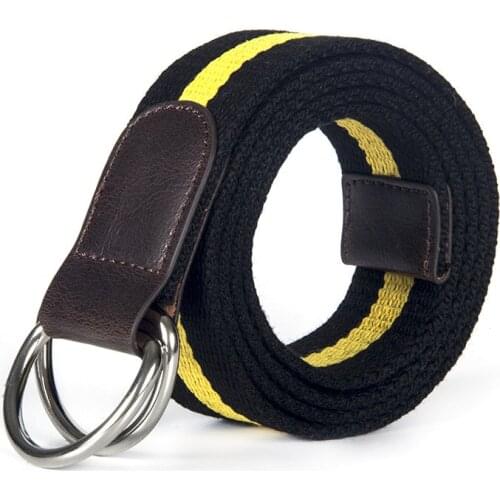 High quality Fashion Stripe Canvas Belt Metal D Buckle Fabric Long Belts Women Men Trouser Multiple Colour Waist Accesories Z40