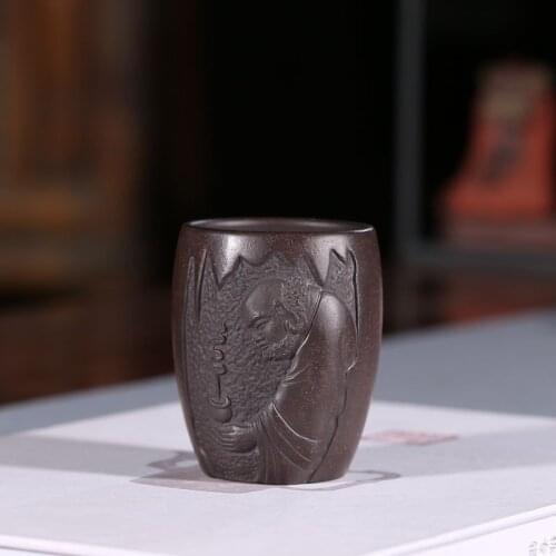 Manual sample tea cup, yixing, purple sand cup price kingbox carved a teacup agent wholesale dharma