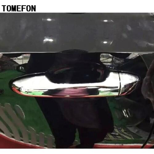 TOMEFON 8pcs For Toyota Highlander Kluger 2014 2015 ABS Chrome Side Door Handle Cover With Holes Door Handle Car Styling
