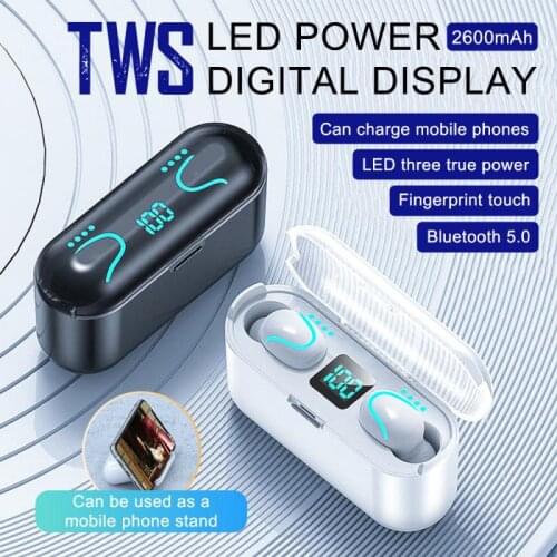 TWS Bluetooth 5.0 Wireless Earphones In Ear Waterproof Sports Earbuds LED Digital Display With 2600mAh Charging Box Microphone