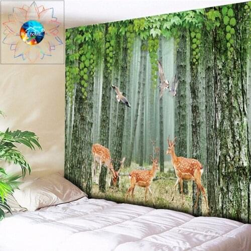 Elk Bird Animal Decoration Wall Tapestry Boho Hippie Psychedelic Forest Tapestry Mandala Wall Hanging Dorm Livingroom Bedroom