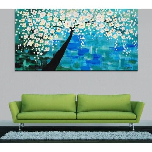 Cherry Tree Wall Paintings Art Pictures 100% Hand Painted Modern Abstract Flower Oil Painting Canvas Art for Living Room Decor