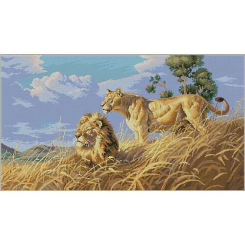 Top Quality Beautiful Lovely Counted Cross Stitch Kit African Lion Two Lions Mate Couple Lover Love dim 3866