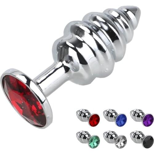 Jewelry Metal Butt Plug Stainless Steel Thread Anal Plug Sex Toy for Couples Spiral Stimulation Massager