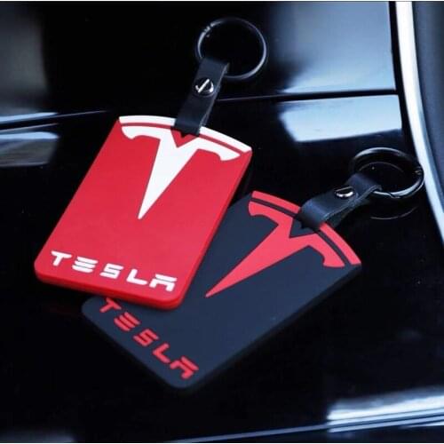 For Tesla Model 3 X S Keychain Clip Top Quality Silicone Car Key Card Holder Protector Cover Key Chain Card Holder Accessories
