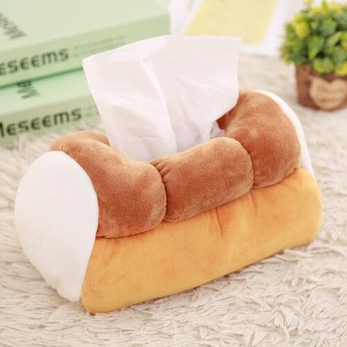 1pc cartoon simulation bread funny plush table paper towel Vehicle tissue box napkin case stuffed toy gift