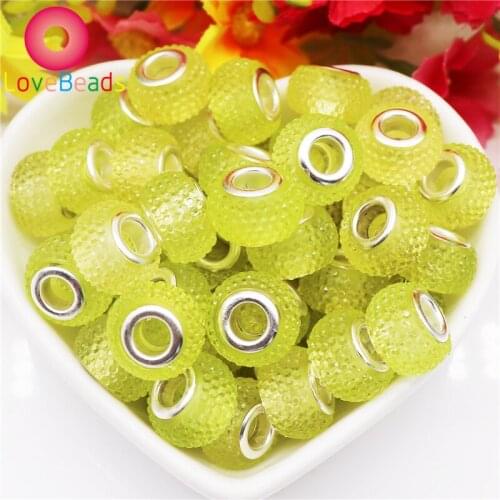 10Pcs/Lot New Color Resin Murano Crystal Surface Opaque Bayberry Large Hole Spacer Beads Charms for Bracelet Necklace Jewelry
