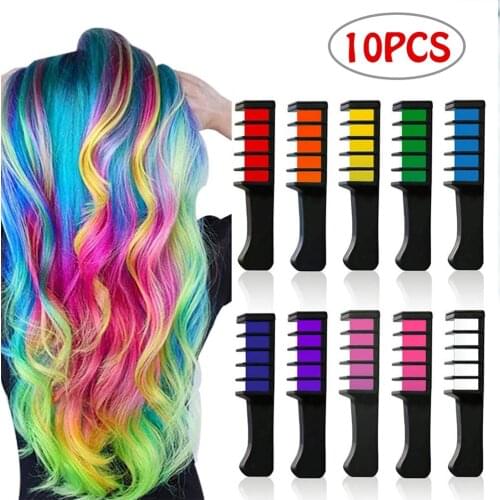 10 Pcs Hair Color Chalks Crayons Disposable Hair Dye Comb Temporary Hair Chalk Color Combs Crayons Hair Dyeing Tool