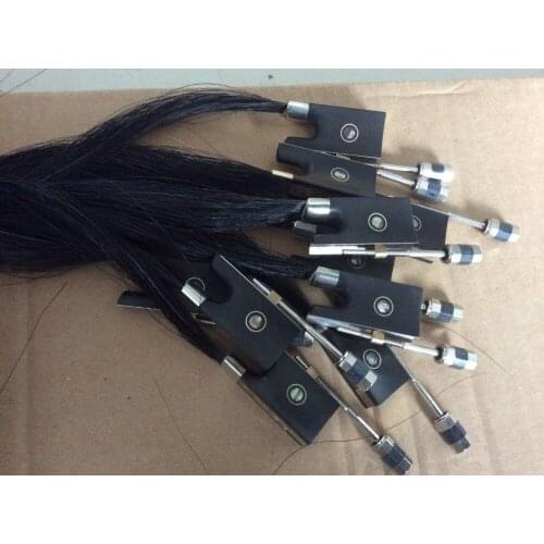 10pcs Top grade violin bow frog 4/4 ebony copper black horsetail hairs mounted
