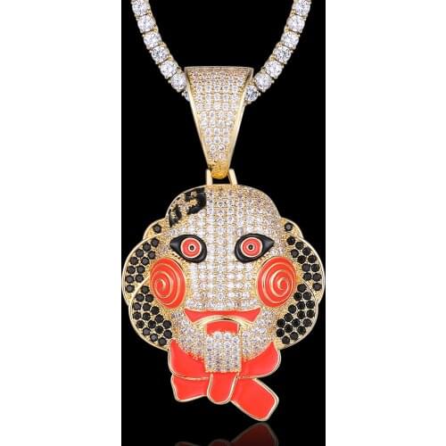 100% Micro Zircon Hip Hop Jigsaw Face Pendant Necklace For Men Jewelry Zircon Tennis Chain Dropshipping CZ Rapper Jewelry