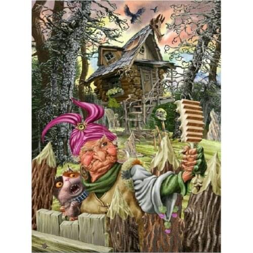 5D DIY Diamond Painting"Cartoon cat & witch"Diamond Embroidery Cross Stitch full square Rhinestones Mosaic Painting Home Decor