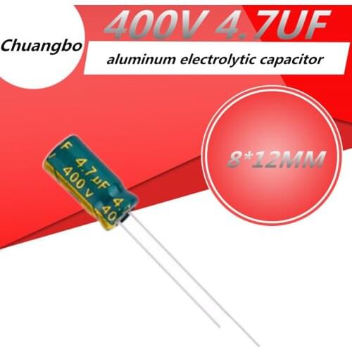 10pcs/lo Higt quality 400V4.7UF 400V 4.7UF 8*12MM low ESR/impedance high frequency aluminum electrolytic capacitor