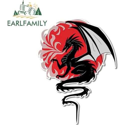 EARLFAMILY 13cm x 9.8cm for Dragon Red Flying Bumper Car Stickers Refrigerator Bumper Decal Cartoon Personality Trunk Graphics