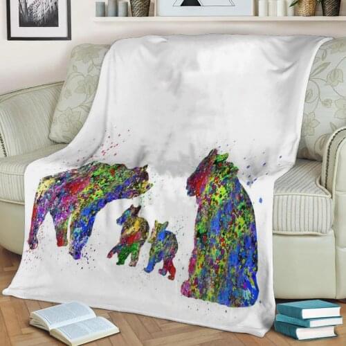 Bear family Flannel Throw Blanket 3D Printed Keep Warm Sofa Child Blanket Home Decor Textiles Dream Family Gift