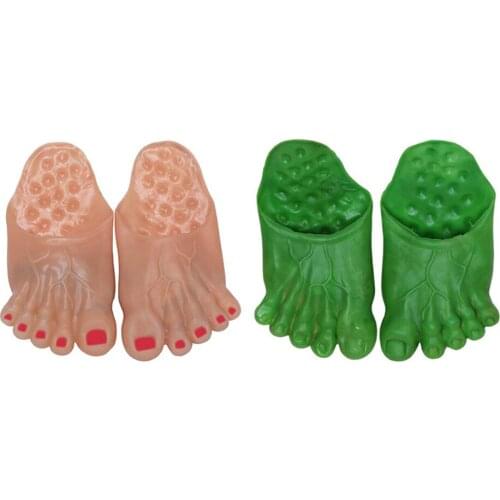 Halloween Giant Slippers Cosplay Hulk Green/Nude Giant Feet Slipper for Masquerade Props Halloween Costumes Accessories One Size
