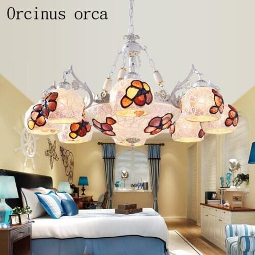 Continental Mediterranean living room chandelier natural shell lamp bedroom dining room atmosphere Creative Art Chandelier