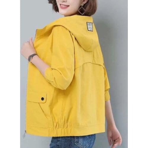 Spring Autumn Women Jacket Outerwear New Fashion Hooded Short Jacket Plus Size 4XL Female Windbreakers Mother Costume Basic Coat