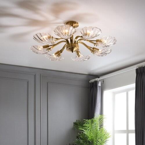 All copper shell-shaped chandelier light luxury Nordic creative personality living room dining room bedroom chandelier