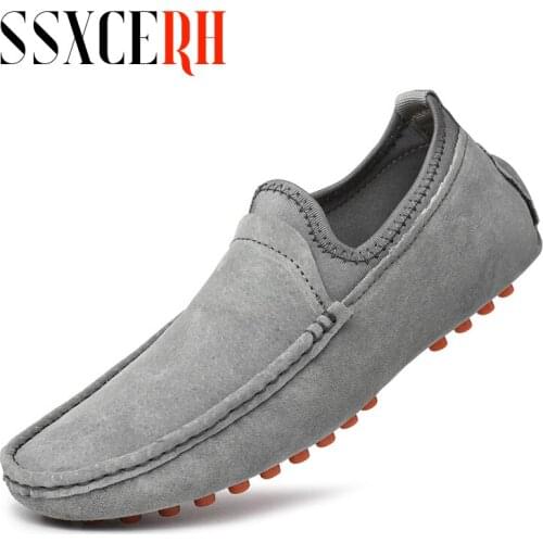 2021 Men Loafers Shoes Genuine Leather Summer Cow Suede Casual Shoes Men Lightweight Moccasins Driving Shoes Flats Big Size 49