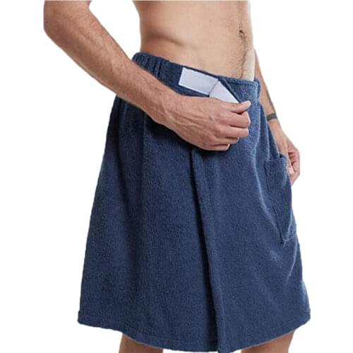 Men Soft Bathrobes Comfortable Home Clothes Solid Color Mens Bath Dress Flannel Nightgown with Pocket Wearable Towels Bathrobe