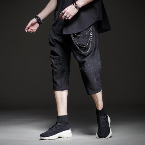 Free shipping New 2020 mens male black Original Design Soul autumn black jacquard dark casual cropped pants trend BC201117190