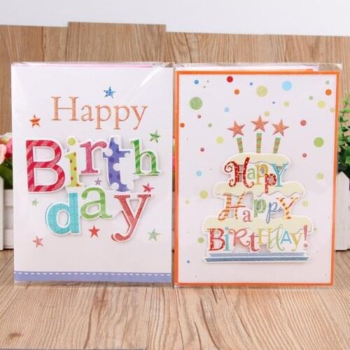 [Music Cards] English Letter Birthday Music Greeting Card, Cut-out Stereo Three Fold Card Cards