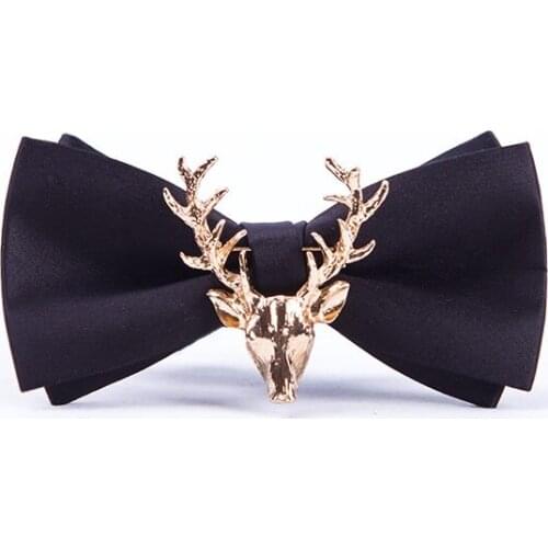 High Quality 2020 New Men Bow Tie with Metal Elk Smooth Butterfly Luxury Designers Brands Wedding Bow Ties for Men Purple Yellow