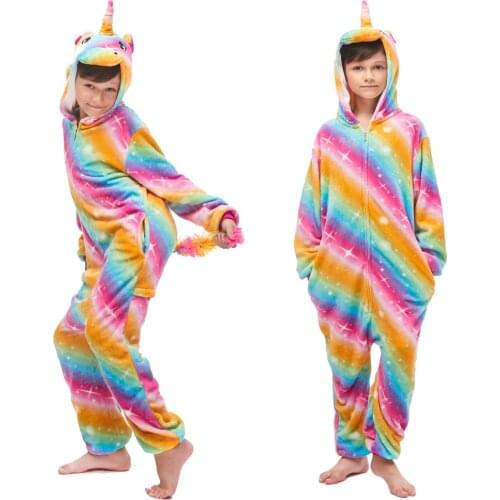 2021 New Arrival Kawaii Children Unicorn Pajama Kid Boy Girl Pijama Onesie Onepiece Baby Warm Animal Sleepwear Cosplay