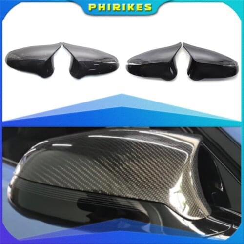 A Pair Carbon Fiber Car Door Rear View Side Mirror Cover Rearview Mirror Cap Replacement For BMW F80 M3 F82 M4 2015-2018