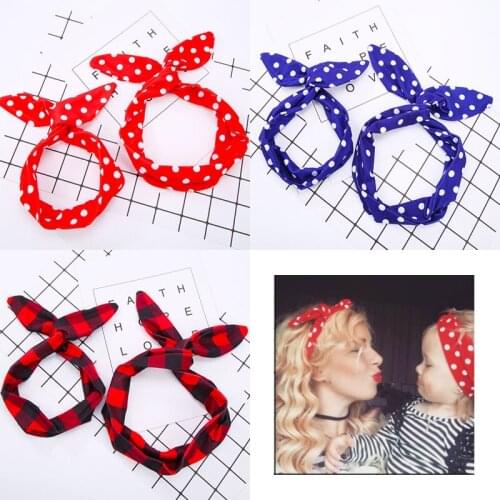 2PCS/Set Mom Mother & Baby Headband baby girl Bow hair band Rabbit Ears Turban Parent-Child Print Baby hair Accessories