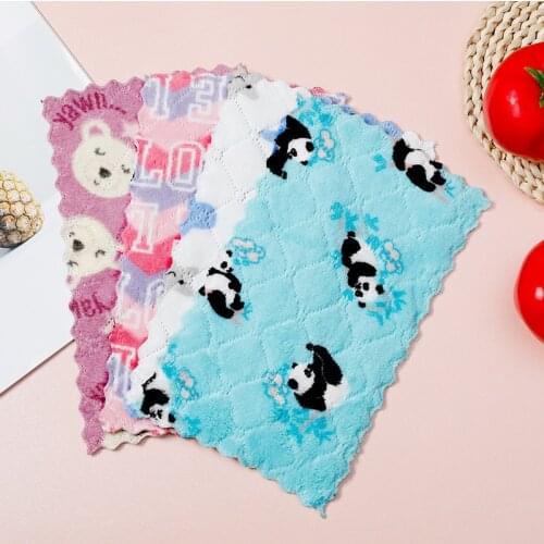 Microfiber Cleaning Cloths Double-Sided Scouring Pad Practical Kitchen Accessories Wet and Dry Cleaning Cloth Dishwashing Tool