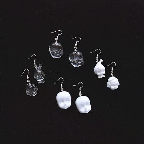 Euro-American Style Individuality Stereoscopic Girl Boy Eardrop Creative Funny Resin Imitation Sculpture Crystal Head Earrings