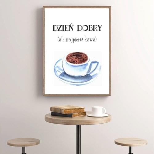 Modern Pictures Wall Artwork Poland Coffee Quote Canvas Printed Painting Home Decor Modular Nordic Style Poster For Living Room