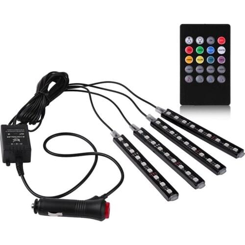 1Pair(4Pcs) Car RGB LED Strip Light Lights Colors Car Styling Decorative Atmosphere Lamps Car Interior Light With Remote 12V