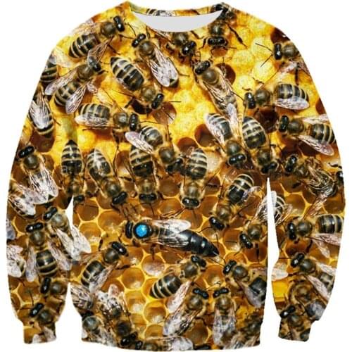Insect bee collage 3D All Over Printed Sweatshirt For Men/Women Harajuku Pure Raw Honey Long sleeve sweatshirt Casual Pullover
