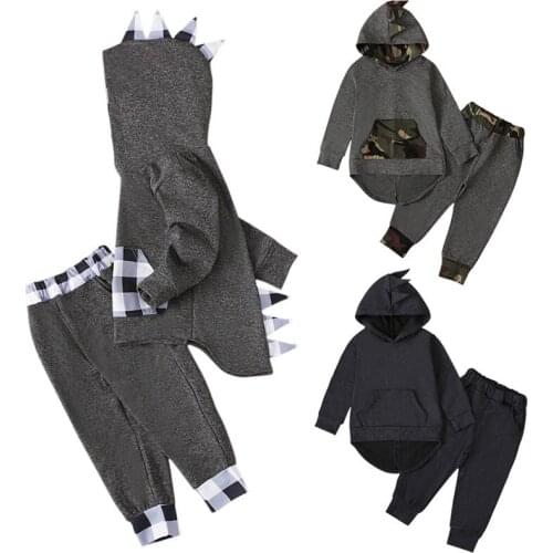 2021 Spring Autumn Boys' Suits Toddler Long-sleeved Hooded Sweatershirt + Trousers Clothes Kids Tracksuit Autumn Outwear Set