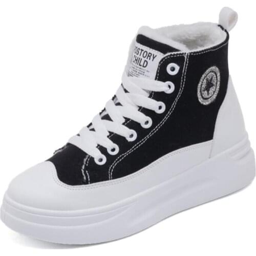 Women Warm Ankle Platform Canvas Boots Fashion Thick Sole Casual Woman Winter Chunky Shoes Short Snow Footwear Botas De Mujer