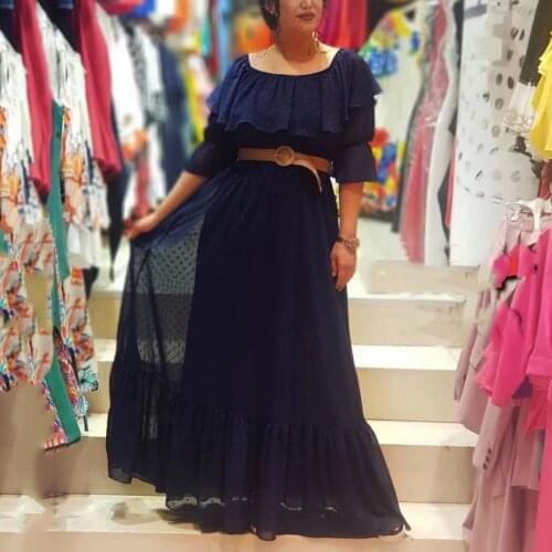 Vintage Dress Women French Style With Sleeve Off the Shoulder High Waisted Floor Length Retro Evening Night Party Vestidos New