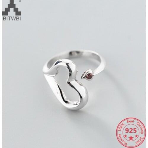 Korea New Design S925 Sterling Silver Simple Fashion Hollow Heart Open Adjustable Jewelry for Women