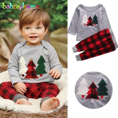 Babzapleume 2PCS/1-5T/Spring Autumn Kids Clothes T-shirt+Pant Baby Boys Suits Christmas Tracksuit Children Clothing Sets BC1377